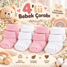 Novibaby 4'lü Bambu Bebek Çorap, Yenidoğan Bebek Çorabı, Kız Erkek Çocuk, Gh4