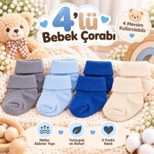 Novibaby 4'lü Bambu Bebek Çorap, Yenidoğan Bebek Çorabı, Kız Erkek Çocuk, Vy4