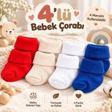 Novibaby 4'lü Bambu Bebek Çorap, Yenidoğan Bebek Çorabı, Kız Erkek Çocuk, Ab4