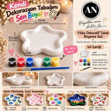 Arnur Company Kendin Tasarla Yıldız Dekoratif Tabak Boyama Seti Art Craft Kit Hobi Seti 6 Renk Boya + Fırça