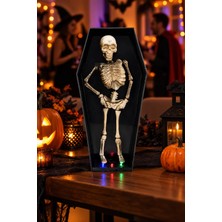 Dodomar Halloween Cadılar Bayramı Dans Eden Işıklı Hareketli Tabutta Iskelet Masaüstü Korku Dekoru 30 cm