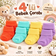 Novibaby 4'lü Bambu Bebek Çorap, Yenidoğan Bebek Çorabı, Kız Erkek Çocuk, Lm4