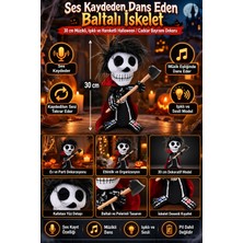 Dodomar Halloween Cadılar Bayramı Ses Kaydeden Müzikli Işıklı Dans Eden Hareketli Baltalı Iskelet 30 cm