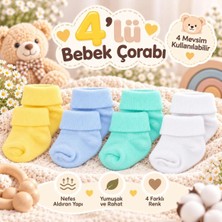 Novibaby 4'lü Bambu Bebek Çorap, Yenidoğan Bebek Çorabı, Kız Erkek Çocuk, Pr4