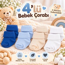 Novibaby 4'lü Bambu Bebek Çorap, Yenidoğan Bebek Çorabı, Kız Erkek Çocuk, Wz4