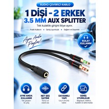 Pemberton 3.5mm Kulaklık Adaptörü / Kulaklık Y Splitter / Ses Dişi 2 Erkek Jack Kablo Ayırıcı Mikrofon Splitter