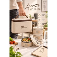 Liground Termal Çantalı 4’lü Paslanmaz Çelik Iç Hazneli Yemek Saklama Kabı Bento Lunch Box Seti