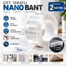 DESIPHON 2 Metre Nano Teknolojili Çift Taraflı Bant Süper Güçlü Yapışkan Şeffaf Yüksek Mukavemetli Tekrar Kullanılabilir