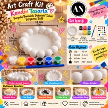 Arnur Company Kendin Tasarla  Bubble (Baloncuklu,kabarık) Dekoratif Tabak Boyama Seti Art Craft Kit Hobi Seti 6 Renk Boya + Fırça