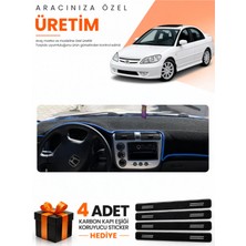 E-BİZ E-Biz Honda Civic Vtec2 (2002-2005) Uyumlu Torpido Koruma Örtüsü Oto Kılıfı - Siyah Mavi