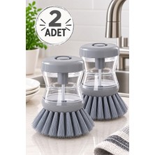 Dovi Home Pratik Sıvı Deterjan Hazneli Bulaşık Fırçası Gri ( 2 Adet )