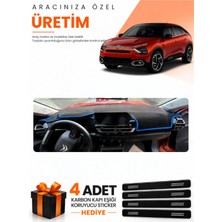 E-BİZ E-Biz Cıtroen C4 Displaysiz (2020-2026) Uyumlu Torpido Koruma Örtüsü Oto Kılıfı - Siyah Mavi