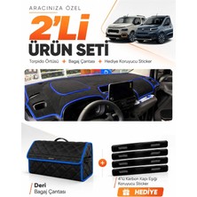 E-BİZ E-Biz Cıtroen Berlıngo K9 (2018-2026) Uyumlu Torpido Örtüsü + Deri Bagaj Çantası + Sticker Seti - Siyah Mavi