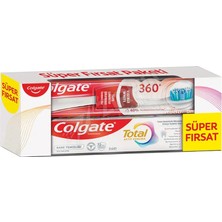 2 Adet Colgate Diş Macunu Total Nane 50 ml + Diş Fırçası 360 Visible  White