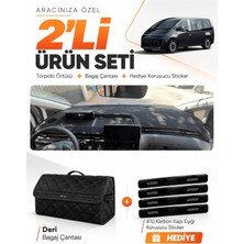 E-BİZ E-Biz Hyundai Staria (2021-2025) Uyumlu Torpido Örtüsü + Deri Bagaj Çantası + Sticker Seti - Siyah