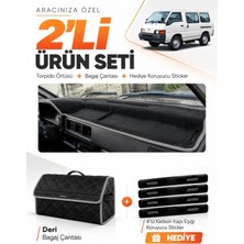 E-BİZ E-Biz Mıtsubıshı L300 (1986-1999) Uyumlu Torpido Örtüsü + Deri Bagaj Çantası + Sticker Seti - Siyah Gri