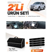 E-BİZ E-Biz Toyota Land Cruıser Prado (2002-2009) Uyumlu Torpido Örtüsü + Tay Tüyü Bagaj Çantası Seti - Siyah Gri