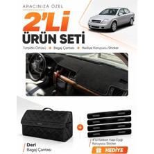 E-BİZ E-Biz Opel Vectra C (2002-2008) Uyumlu Torpido Örtüsü + Deri Bagaj Çantası + Sticker Seti - Siyah