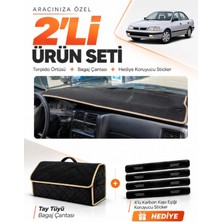 E-BİZ E-Biz Toyota Carına E T190 Airbagsiz (1992-1997) Uyumlu Torpido Örtüsü + Tay Tüyü Çanta Seti - Siyah Bej