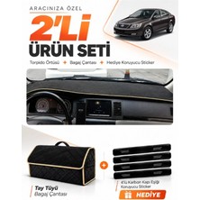 E-BİZ E-Biz Geely Fc (2008-2012) Uyumlu Torpido Örtüsü + Tay Tüyü Bagaj Çantası + Sticker Seti - Siyah Bej