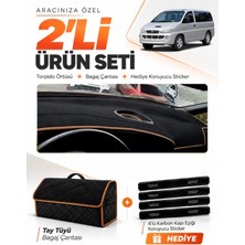 E-BİZ E-Biz Hyundai Starex (1997-2007) Uyumlu Torpido Örtüsü + Tay Tüyü Bagaj Çantası + Sticker Seti - Siyah Kahverengi
