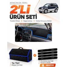 E-BİZ E-Biz Suzukı Grand Vitara (2003-2006) Uyumlu Torpido Örtüsü + Tay Tüyü Bagaj Çantası Seti - Siyah Mavi