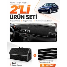 E-BİZ E-Biz Mercedes W203 C-Class (2000-2007) Uyumlu Torpido Örtüsü + Deri Bagaj Çantası + Sticker Seti - Siyah Gri