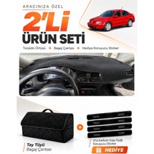 E-BİZ E-Biz Volkswagen Bora (1998-2005) Uyumlu Torpido Örtüsü + Tay Tüyü Bagaj Çantası + Sticker Seti - Siyah