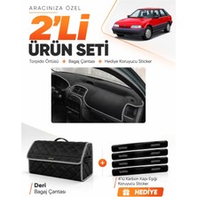 E-BİZ E-Biz Rover 214 (1989-1999) Uyumlu Torpido Örtüsü + Deri Bagaj Çantası + Sticker Seti - Siyah Gri