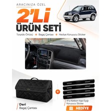 E-BİZ E-Biz Suzukı Grand Vitara (2003-2006) Uyumlu Torpido Örtüsü + Deri Bagaj Çantası + Sticker Seti - Siyah