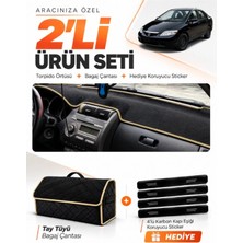 E-BİZ E-Biz Honda Cıty (2002-2007) Uyumlu Torpido Örtüsü + Tay Tüyü Bagaj Çantası + Sticker Seti - Siyah Bej