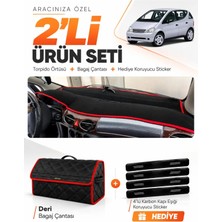 E-BİZ E-Biz Mercedes W168 A Class (1997-2004) Uyumlu Torpido Örtüsü + Deri Bagaj Çantası + Sticker Seti - Siyah Kırmızı