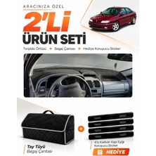 E-BİZ E-Biz Renault Laguna 1 Aırbagsız (2000-2007) Uyumlu Torpido Örtüsü + Tay Tüyü Bagaj Çantası Seti - Siyah Gri