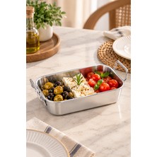Nokka Mini Sunumluk – Kulplu Meze, Kahvaltılık ve Sos Servis Tabağı Paslanmaz Çelik  10X16 cm