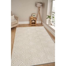 Raschel Carpet Kaymaz Taban Moopy Krem Rengi Bukleli Yumuşak Soft Dokuma Yolluk Halı Salon Halısı LP1003A, 80 x 300