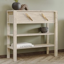 Inarch Dizayn Henric 90 cm Tek Kapaklı Modern Dresuar – Raflı Konsol &amp; Antre Dolabı, Traverten