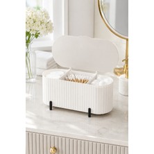 Dovi Home Bloom Beyaz Renkli ( Siyah Ayaklı ) Yarı Şeffaf Kapaklı Pamukluk
