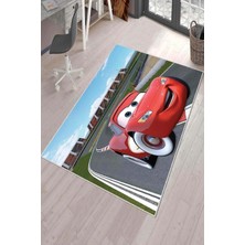Viva Home Kaymaz Taban Makinede Yıkanabilir Arabalar Şimşek Mcqueen Çocuk Halısı KD050, Mavi, 160 x 230