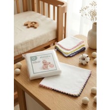Erca Home Tekstil Ürünleri %100 Pamuk 10 Lu Kız-Erkek Bebek 28X 28  Ebat Çift Kat Kumaş Ağız Mendili Işlemeli Renkler Farklılık Gösterebilir