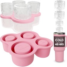 Kapaklı ve Metal Yeniden Kullanılabilir Pipetli Stanley Kupası Için 4 Halkalı Silikon Buz Küpü Tepsisi - Stanley Buz Kalıbı - Stanley Cup Buz Kalıbı - Stanley Cup Buz Küpü Kalıbı 14-40 Oz Bardak