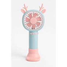 Fimer Geyik Boynuzlu Mini El Fanı, 20 cm Taşınabilir Şarjlı Masaüstü Fan, Tek Kademeli Hız, Kompakt Fan Tasarımı, 7 cm Çaplı Vantilatör, USB Şarjlı, Çocuklar Için Uygun