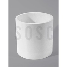 Fimer Saksı, Beyaz Silindirik Tasarım, Modern Minimalist Stil, Iç Mekan Bitki Saksısı, Dekoratif Beton Çiçek Kabı (Beyaz)