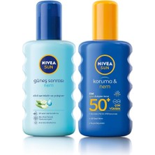 Fimer Sun Güneş Sonrası Nem Spreyi 200 ml ve Nıvea Sun Spf 50+ Koruma & Nem Güneş Spreyi, Suya Dayanıklı Nemlendirici Güneş Kremi (200 Ml)