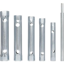 Fimer 6 Parça Boru Tipi Lokma Anahtar Takımı - 8MM-17MM Metrik Çift Taraflı Somun Sıkma Seti - T-Kollu Musluk, Batarya ve Buji Sökme Aparatı - Krom Kaplama Dayanıklı Çelik