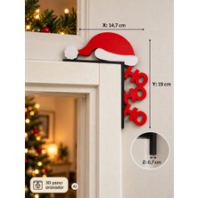 Filkorium3D Yılbaşı Kapı Köşesi Süsü Noel Baba Şapkalı Ho Ho Ho Dekorasyon 3D Baskı
