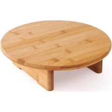 Fimer Kalite Bambu Ayaklı Yuvarlak Kesme Sunum Tahtası 30×30CM