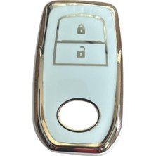 Fimer Keys Toyota Chr, Hilux, Corolla, Land Cruiser, Yaris Cross, Camry, Rav4 Için 2 Butonlu Nano Anahtar Kılıfı (Beyaz-Altın)