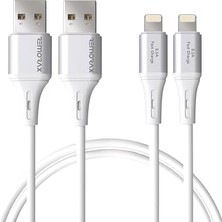 Fimer x 2metre USB A-Lightning Kablo Seti, 3.1A Hızlı Şarj, Beyaz/gümüş Metal, Remorax Wahoo (2AD x 2metre Beyaz)