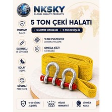 Fimer Ton Araç Çekme Halatı 3 Metre 5 cm Genişlik Ce Belgeli Omega Kilit Oto Çeki Halatı (Sarı)