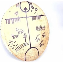 Fimer Kadim Orta Asya/sibirya Keçi Derisi Doğal Ağaç Sapı Şaman Davulu Kam Davulu Traditional Ancient Central Asian Turkish/siberian Style W/goat Skin And Natural Tree Handle, Shaman Drum